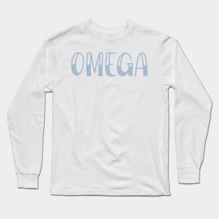 Light Blue Omega Letter Long Sleeve T-Shirt